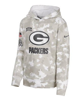 Подростковое худи Green Bay Packers Salute to Service Primary Edge Club Big Kids' Nike NFL Pullover Hoodie