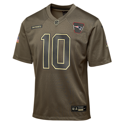 Drake Maye New England Patriots Salute to Service Big Kids’ Nike NFL Game Jersey