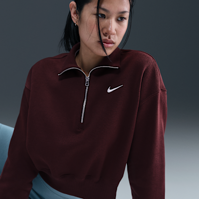Sudadera cropped de cierre de 1/4 para mujer Nike Sportswear Phoenix Fleece