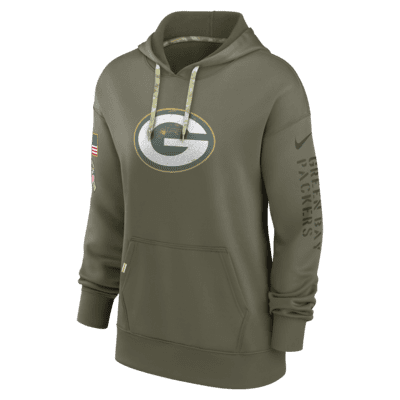Women's Nike Olive Green Bay Packers 2022 Salute to Service Performance Pullover Hoodie Size: Extra Small
