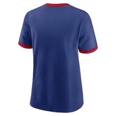 Playera Nike de la MLB Ringer para mujer Atlanta Braves City Connect