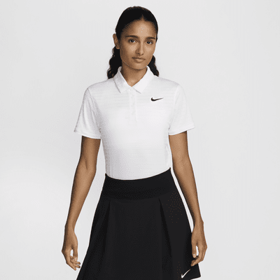 Polo de golf de manga corta Dri-FIT a rayas para mujer Nike Victory