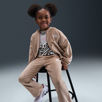 Conjunto de 2 piezas de leggings de tejido velour acampanados para niños talla pequeña Nike