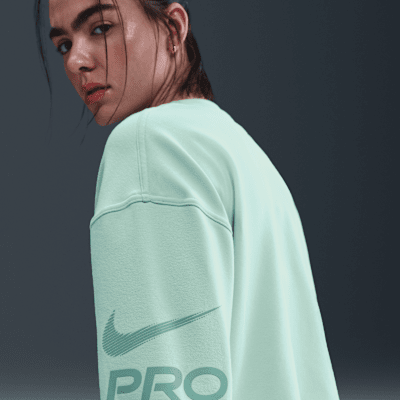 Sudadera de cuello redondo de tejido French Terry Dri-FIT holgada para mujer Nike Pro