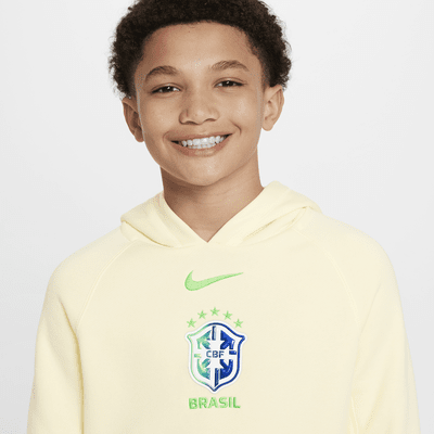 Sudadera con gorro sin cierre de fútbol Nike Air para niños talla grande Brazil