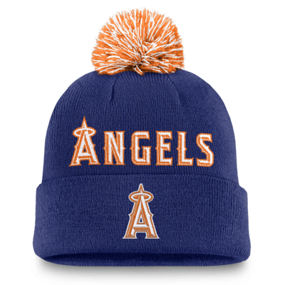 Gorro con dobladillo y pompón Nike de la MLB para hombre Los Angeles Angels Peak