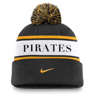 Pittsburgh Pirates Team Stripe Peak Men's Nike MLB Cuffed Pom Beanie