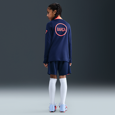 F.C. Barcelona Strike Third Older Kids' Nike Dri-FIT Total 90 Football Pre-Match Drill Top