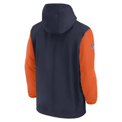 Denver Broncos Sideline Pre-Game Player Men's Nike NFL 1/2-Zip Hooded Jacket