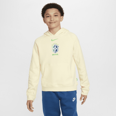 Sudadera con gorro sin cierre de fútbol Nike Air para niños talla grande Brazil