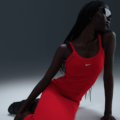 Vestido de tirantes de tela de minicanalé ajustado para mujer Nike Sportswear Chill Knit