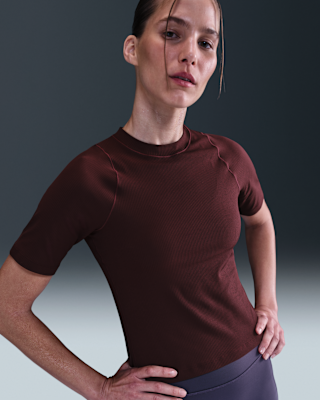 Женские шорты Nike Zenvy Rib Dri-FIT Short-Sleeve Top