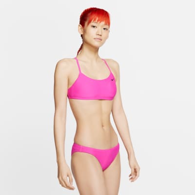 nike women's solid racerback bikini top set