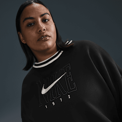 Nike Sportswear Phoenix Fleece Sudadera de cuello redondo con gráfico oversized para mujer (talla grande)