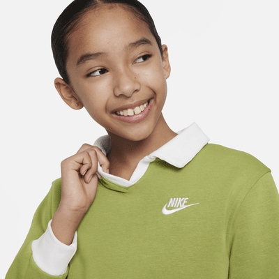 Playera tipo polo para niñas talla grande Nike Sportswear Club Fleece