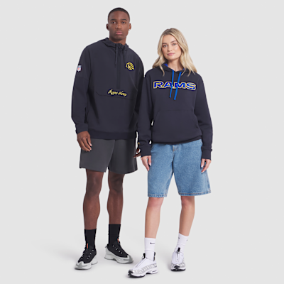 Chamarra Nike de la NFL con gorro de medio cierre para hombre Los Angeles Rams Rivalries Collection Sideline Anorak