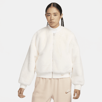 Nike Sportswear Women's Reversible Faux Fur Bomber Jacket. Nike