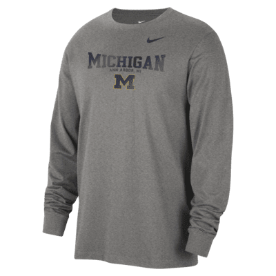 Michigan Men's Nike College Crew-Neck Long-Sleeve T-Shirt. Nike.com