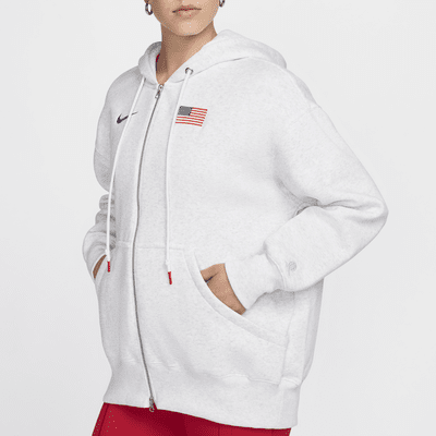 Sudadera con gorro Nike oversized de cierre completo para mujer USA Phoenix Fleece 