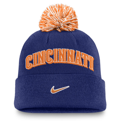 Gorro con dobladillo y pompón Nike de la MLB para hombre Cincinnati Reds Peak