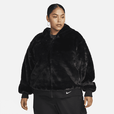 black nike fluffy jacket