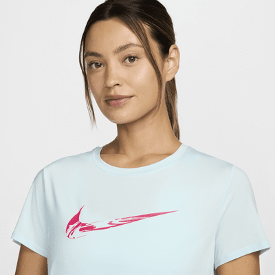 Kortærmet Nike One Dri-FIT-løbetop med grafik til kvinder