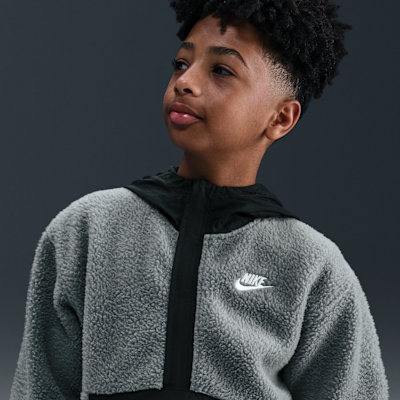 Nike Sportswear Club Fleece Huvtröja med ledig passform och 1/4-dragkedja för ungdom