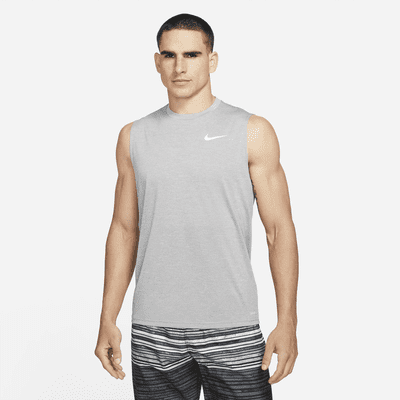 Camiseta Hydroguard de natación sin mangas de tela jaspeada para hombre Nike