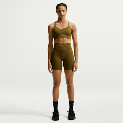 Nike Pro Seamless enyhe tartást adó, párnázott női sportmelltartó