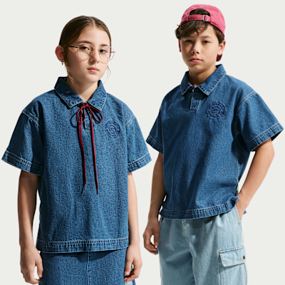 Nike Sportswear Collection Big Kids' Denim Short-Sleeve Polo from Nike - $65