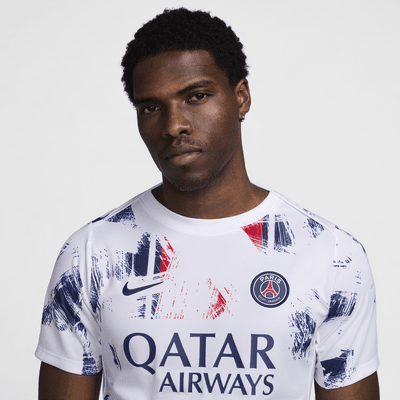 Playera de manga corta de fútbol Nike Dri-FIT para antes del partido para hombre Paris Saint-Germain visitante Academy Pro