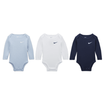 Nike Essentials Baby (0-9M) 3-Pack Long Sleeve Bodysuits