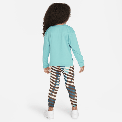 Nike Long Sleeve Tee and Printed Leggings Set Toddler 2-Piece Dri-FIT Set