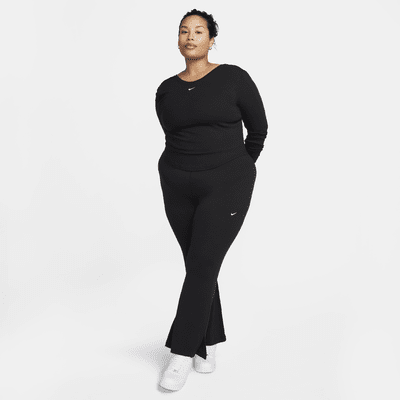 Nike Sportswear Chill Knit Women's Tight Mini-Rib Flared Leggings (Plus Size)