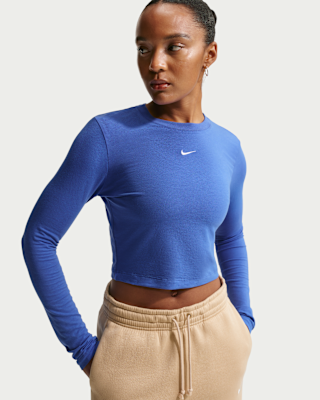Женские  Nike Sportswear Chill Knit Slim Long-Sleeve Cropped Top