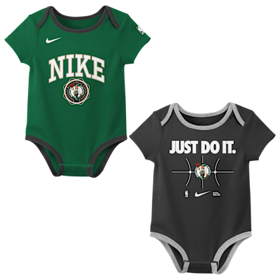 Boston Celtics Just Do It Baby (0-3M) Nike Basketball Bodysuit Set (2-Pack)