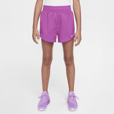 Shorts de entrenamiento de tejido Woven Dri-FIT de tiro alto para niña talla grande Nike One