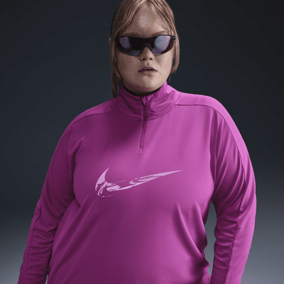 Nike Swoosh Dri-FIT-mellemlag med 1/4 lynlås (plus størrelse) til kvinder