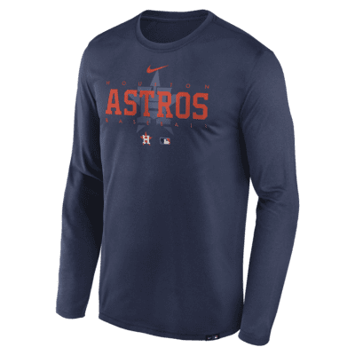 Houston Astros Shirt Size Medium M Gray Blue Long Sleeve Tee MLB