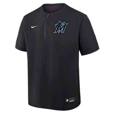Miami Marlins Authentic Collection Men's Nike Dri-FIT MLB 1/4-Zip Short-Sleeve Windshirt