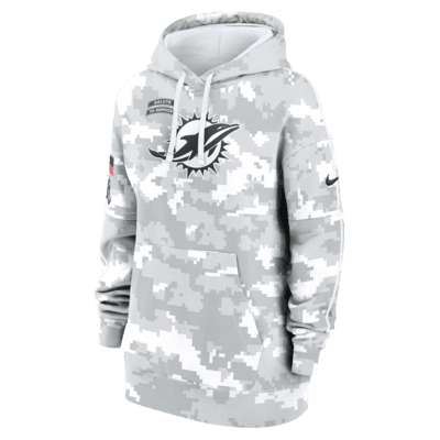 Sudadera con gorro sin cierre Nike de la NFL para mujer Miami Dolphins Salute to Service Primary Edge Club