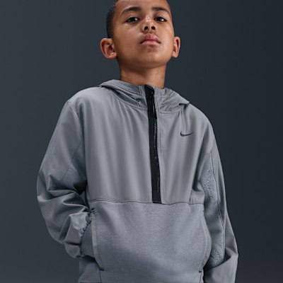 Dzianinowa bluza z kapturem i zamkiem 1/2 dla dużych dzieci Nike Sportswear City Utility EasyOn
