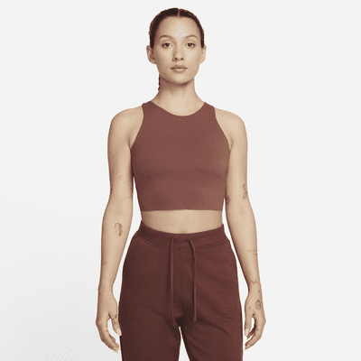 Nike Women's Yoga Luxe Novelty Crop Tank Top, Sleeveless, Dri-FIT, Sports