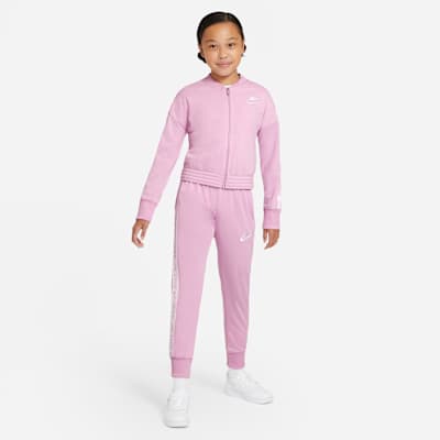 pink and white nike tracksuit