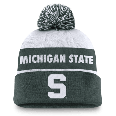 Gorro con dobladillo y pompón universitario Nike para hombre Michigan State Spartans Primetime Peak