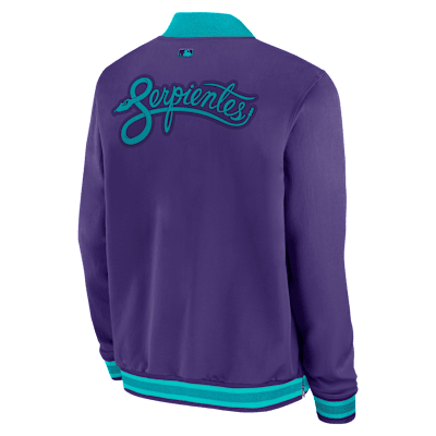 Chamarra bomber Nike de la MLB de cierre completo para hombre Arizona Diamondbacks Authentic Collection City Connect
