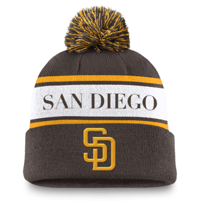 San Diego Padres Team Stripe Peak Men's Nike MLB Cuffed Pom Beanie