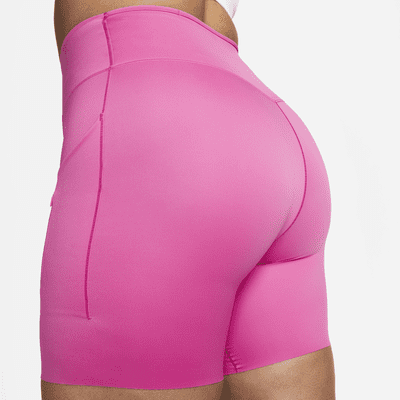 Shorts de ciclismo con bolsillos de tiro alto de 20 cm de sujeción firme para mujer Nike Go