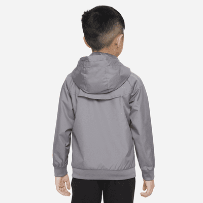 Chamarra con cierre completo para niños talla pequeña Nike Sportswear Windrunner