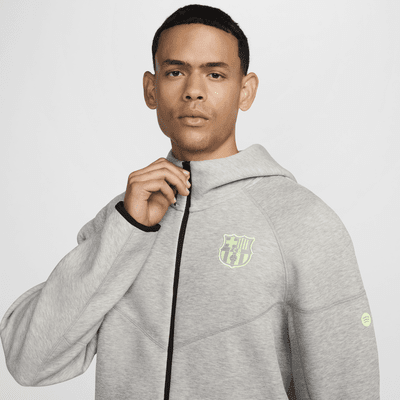 Męska piłkarska bluza z kapturem i zamkiem na całej długości Nike FC Barcelona Tech Fleece Windrunner (wersja trzecia)